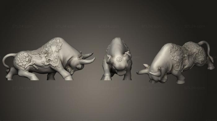 Статуэтки животных (Скульптура Быка, STKJ_0777) 3D модель для ЧПУ станка